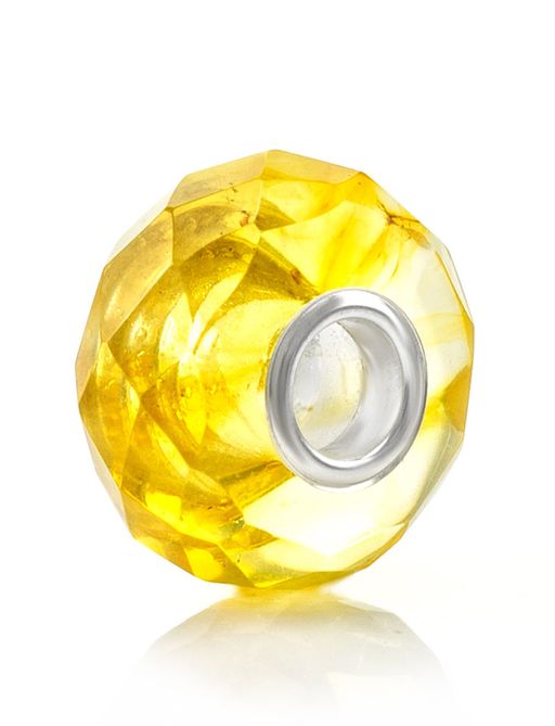 Яркий шарм из натурального балтийского янтаря лимонного цвета Алмазная грань