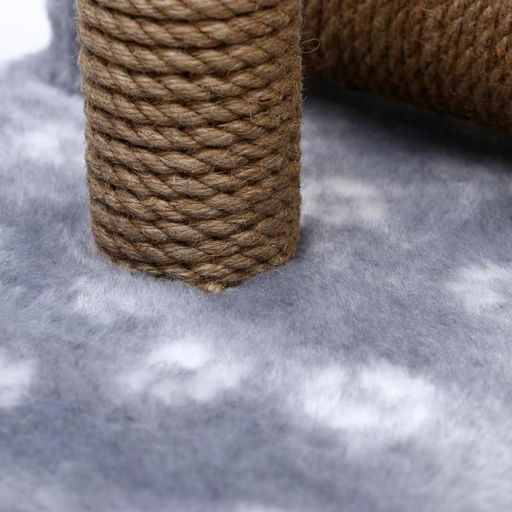 Когтеточка двойная для котят на подставке, джут, 30 х 28 х 32 см, серая с лапками - Пижон фото 5