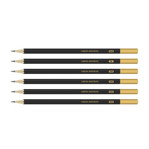 VISTA-ARTISTA VAGPB-6 Чернографитные карандаши (в блистере) заточенный 10 х 6 шт. ассорти HB-8B