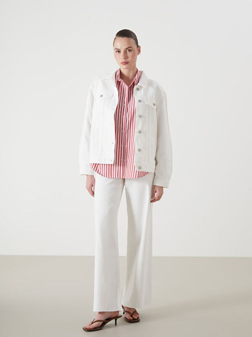 G?mlek Yaka Kad?n Jean Ceket