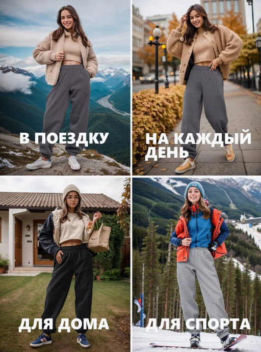 Брюки багги 3-х нитка начес ,светло-серые - Binita фото 12