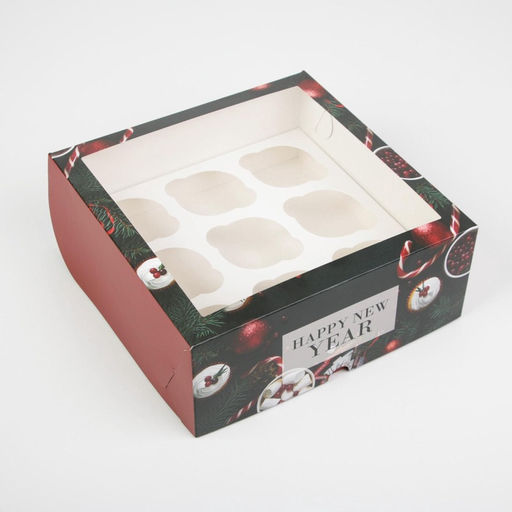 Коробка для капкейков Magic moment, Новый год, 25×25×10 см