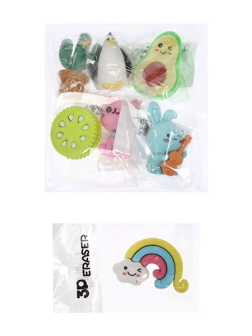 Набор фигурных ластиков, 7 штук, МИКС