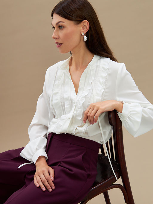 Блузка с рюшами OD-976-1 белый