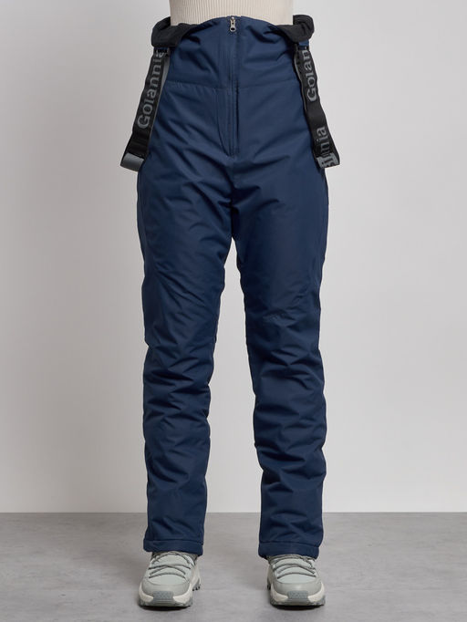 Полукомбинезон с высокой посадкой женский зимний темно-синего цвета 7605TS - Colannia фото 9