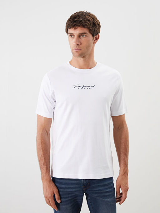 Bisiklet Yaka Bask?l? Erkek Ti??rt