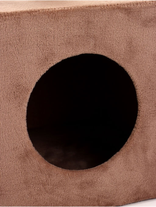 Домик для кошек с когтеточкой «Домосед», с лестницей и площадкой, 60×35×56 см, капучино