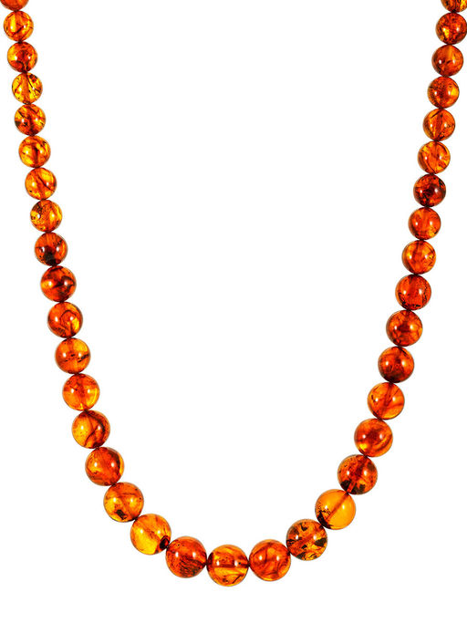 Бусы Шары из натурального формованного янтаря коньячного цвета