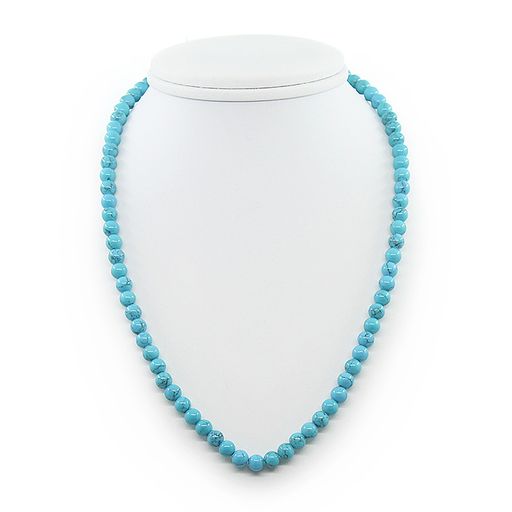 Бусы бирюза (имитация), круглые 6мм, короткие 47см