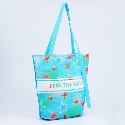 Сумка женская пляжная Feel the wave, 39х32 см, голубая - Nazamok фото 2
