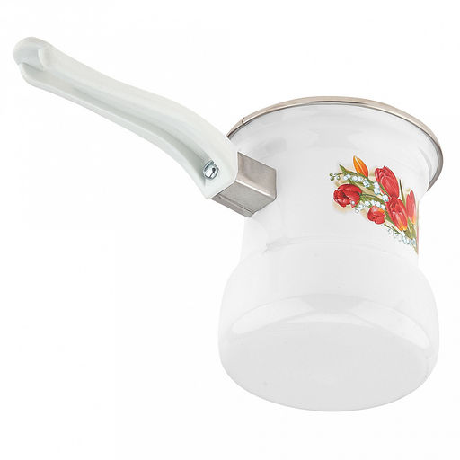 "Ласковый май" Кофеварка эмалированная 0,4л, д9см, h10см, пластмассовая фиксированная ручка, нержавеющий ободок (Россия)