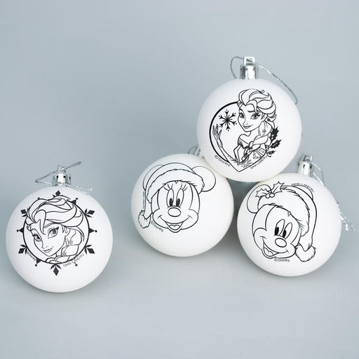 Ёлочные шары под раскраску на новый год «Дисней», 4 шт, d = 5.5 см, набор для творчества