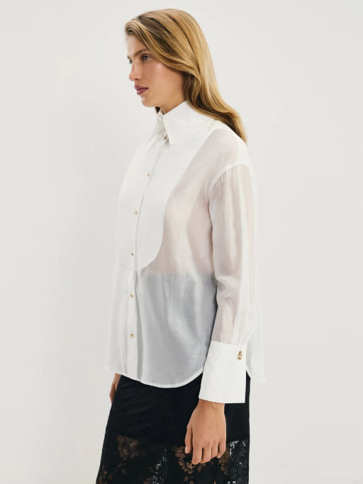 Блузка с манишкой из хлопка и тенселя / Zarina