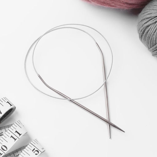 Спицы круговые, для вязания, с металлическим тросом, d=3.5 мм, 14/80 см