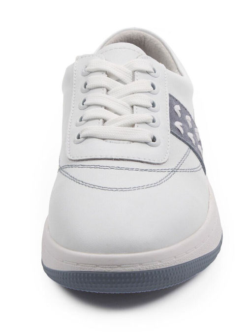 03-YA345-1 WHITE/BLUE Полуботинки спортивные женские (натуральная кожа, натуральная замша)