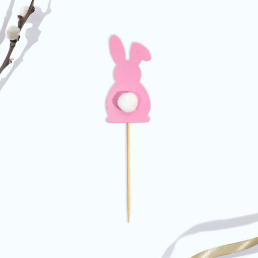 Цена за 2 шт. Топпер для украшения кулича «Кролик» на пасху, 7×3.7 см