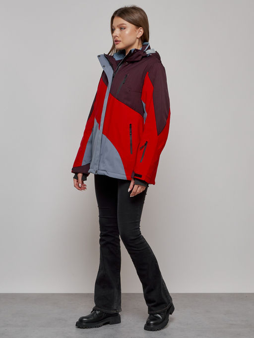 Горнолыжная куртка женская зимняя большого размера красного цвета 2308Kr - Mtforce фото 14