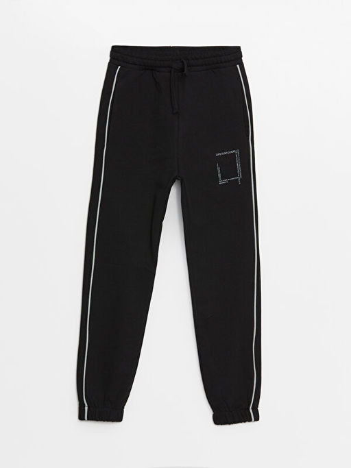 Beli Lastikli Bask?l? Erkek ?ocuk Jogger E?ofman Alt?