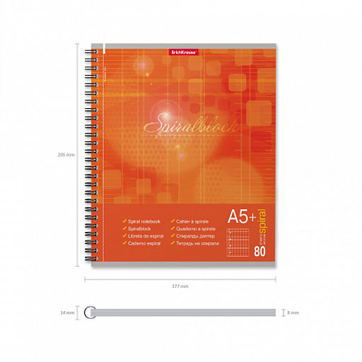 Цена за 4 шт. Тетрадь общая на спирали ErichKrause Spiralblock, А5+, 80 листов, клетка, перфорация, микроперфорация_MIX-PACK  фото 9