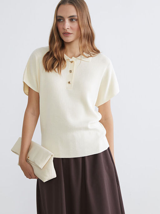 Polo Yaka Kad?n Triko Kazak