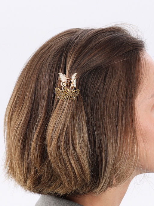 Цена за 6 шт. Крабик для волос «Милада», резные бабочки, 2.5 см, золото