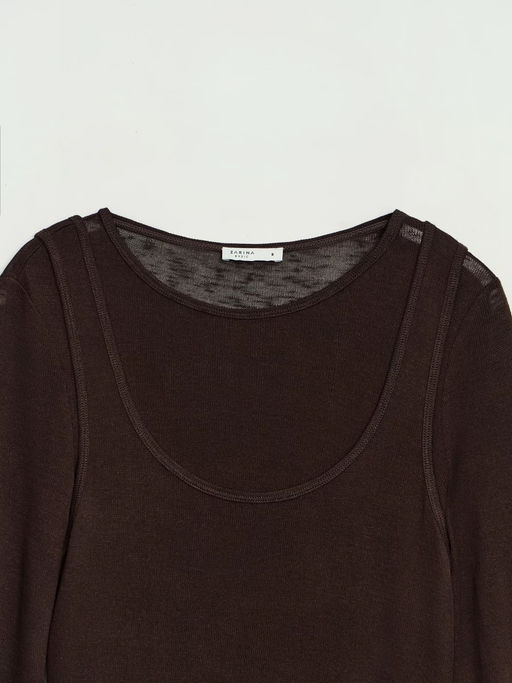 Двойной лонгслив из вискозы / Zarina  фото 11