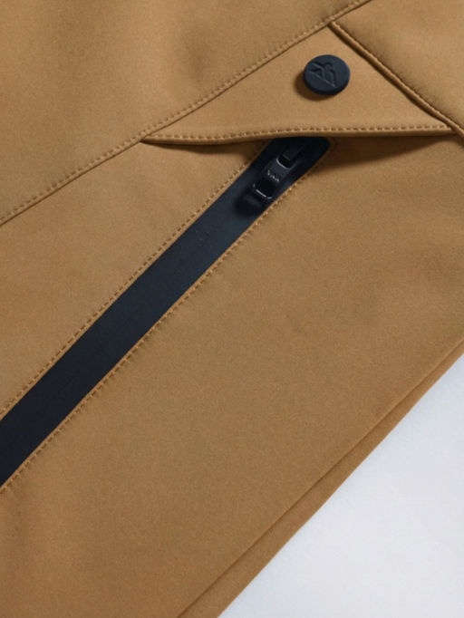 Парка женская софтшелл виндстоппер удлинённая с капюшоном горчичного цвета 9614_1G