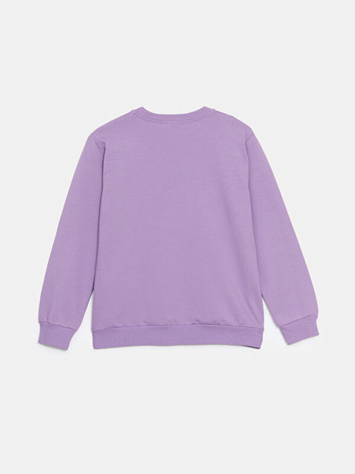 Bisiklet Yaka Bask?l? K?z ?ocuk Sweatshirt