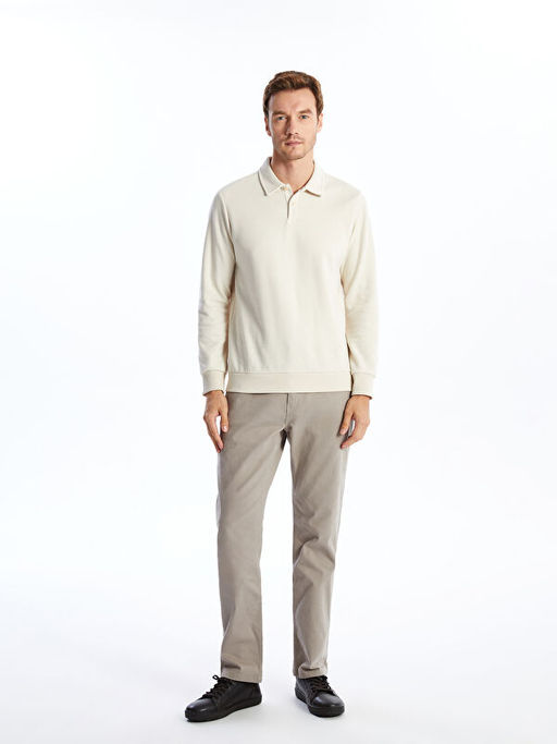 Polo Yaka Uzun Kollu Erkek Sweatshirt