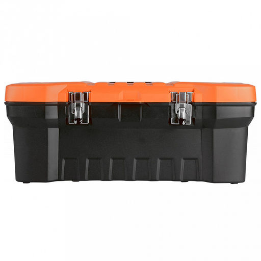 "Expert" Контейнер-ящик для инструментов пластмассовый 56х28х23,5см, металлический замок, черный/оранжевый (Россия)