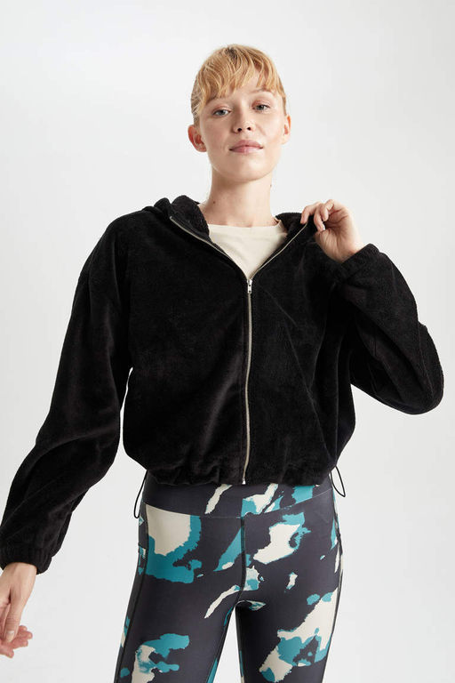 DeFactoFit плюшевая толстовка с капюшоном и карманами на молнии  фото 4