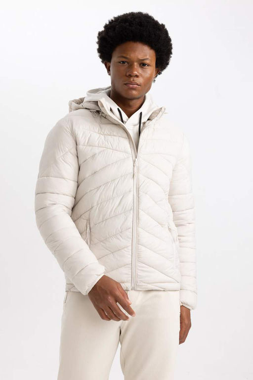 Водоотталкивающая приталенная куртка-пуховик DeFactoFit с капюшоном  фото 3