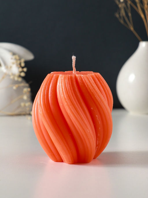 Свеча - цилиндр 9×8 см, 220 г, с нарезкой, персик