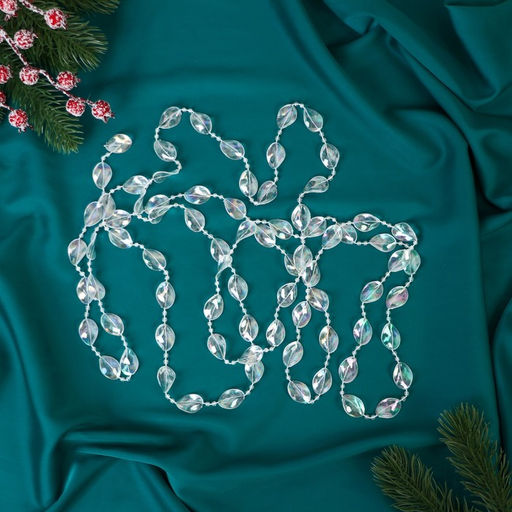 Бусы на ёлку Льдинка, длина 2.7 м, d=15 мм, прозрачные перламутровые - Зимнее волшебство фото 5