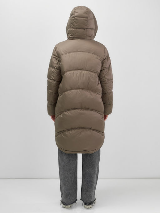 Пальто зимнее утепленное с капюшоном женское коричневого цвета 7747K - Visdeer фото 5