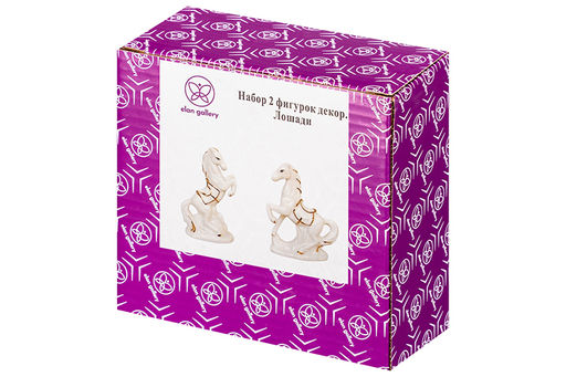 Набор фигурки декоративные 2 пр. 5,5*3*8,5 см, 6,5*2,5*8,5 см Лошади белая с золотом, фарфор - Elan gallery фото 7