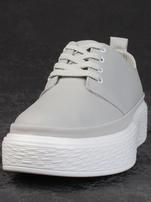 05-PDF88-2 GRAY Кроссовки женские (натуральная кожа)