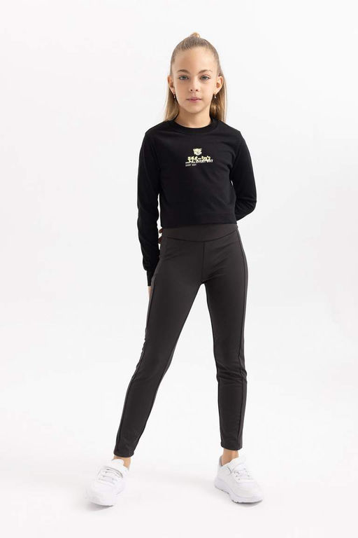 Футболка с длинным рукавом и принтом для девочек с круглым вырезом - Defacto фото 5