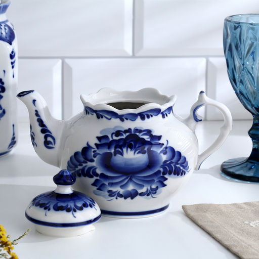 Заварочный чайник фарфор «Хуторок», h=13.5 см, гжель