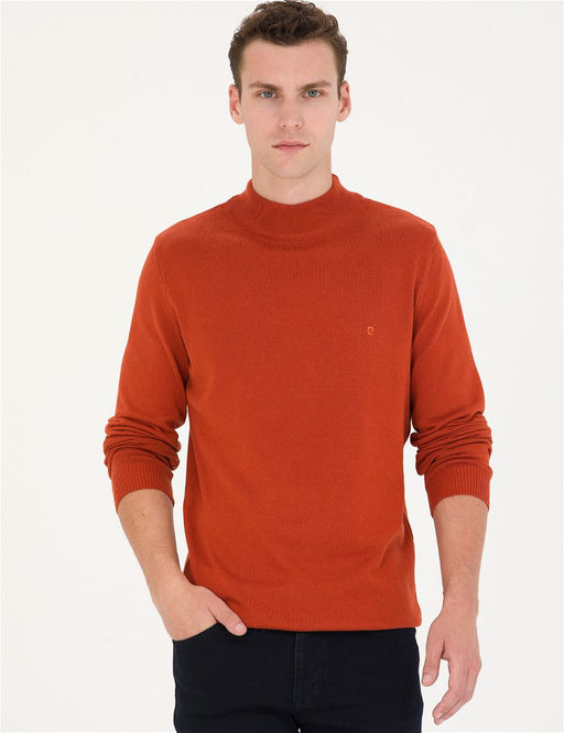 Kiremit Slim Fit Yar_m Bal_k__ Yaka Basic Triko Kazak - Pierre cardin фото 3