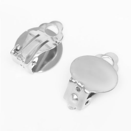 Цена за 2 шт. Основа под серьги-клипсы, 12 мм (набор 5 пар), цвет серебро