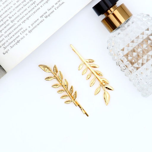 Цена за 2 шт. Невидимки для волос «Либерти», набор 2 шт., листочки, 7.3 см, золото