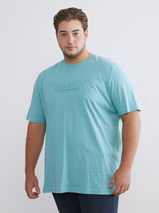 Bisiklet Yaka K?sa Kollu Bask?l? Penye Erkek Ti??rt