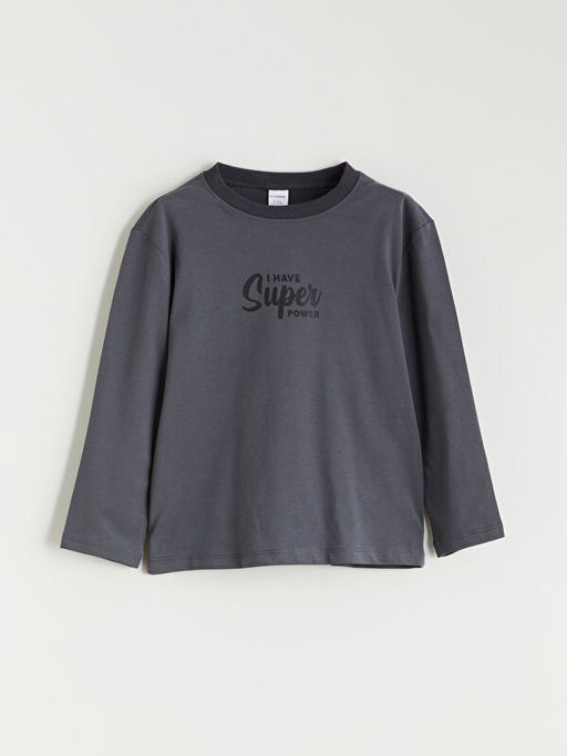 Bask?l? Erkek ?ocuk Sweatshirt