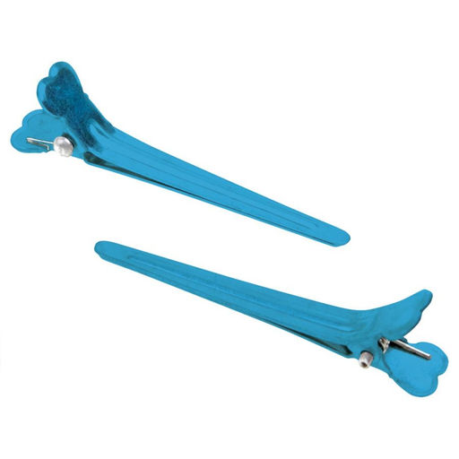 Dewal Зажим для волос средний CL2415 blue, металл, 5,5 см, голубой, 12 шт.  фото 2