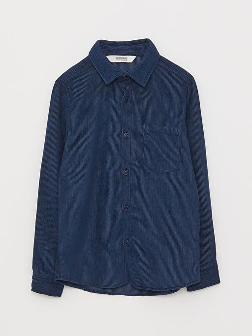 Basic Uzun Kollu Kadife Erkek ?ocuk G?mlek