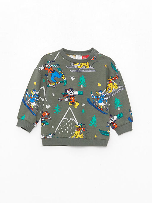 Bisiklet Yaka Uzun Kollu Mickey Mouse Bask?l? Erkek Bebek Sweatshirt ve E?ofman Alt? - Waikiki фото 2