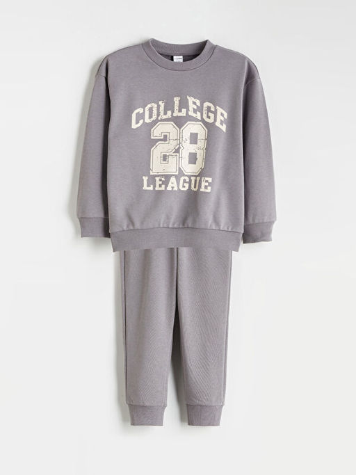 Bisiklet Yaka Erkek ?ocuk Sweatshirt ve E?ofman Alt? 2li