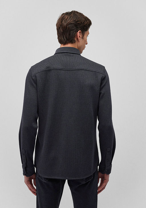 Siyah Orme Gomlek - Mavi фото 4