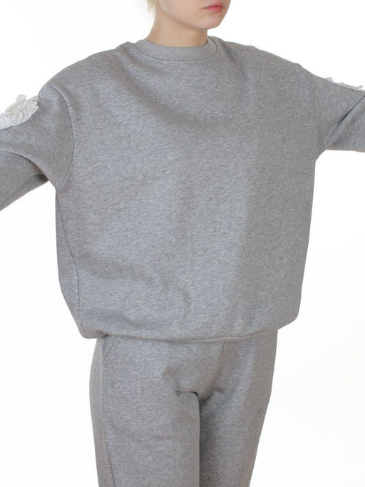 3416/3417 GRAY Костюм спортивный утепленный женский (95% хлопок, 5% эластан)